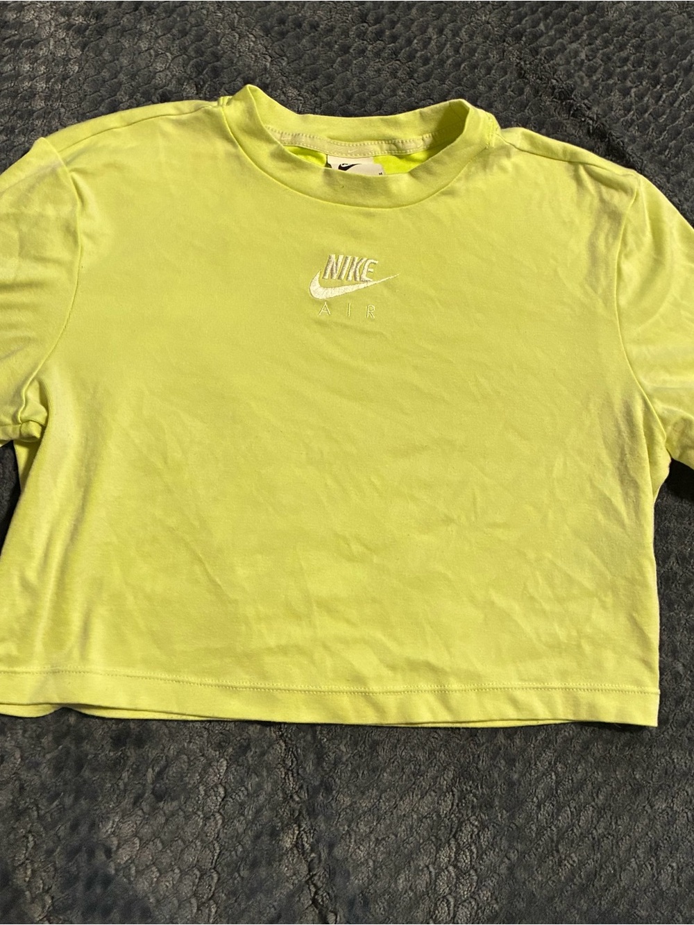 Nike Neon Yellow Short Sleeve Crop Tee with Air Logo